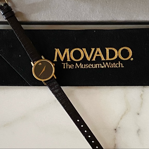 Vintage Movado Classic Slim Museum Watch Gold w/New Band  Box - Picture 7 of 14